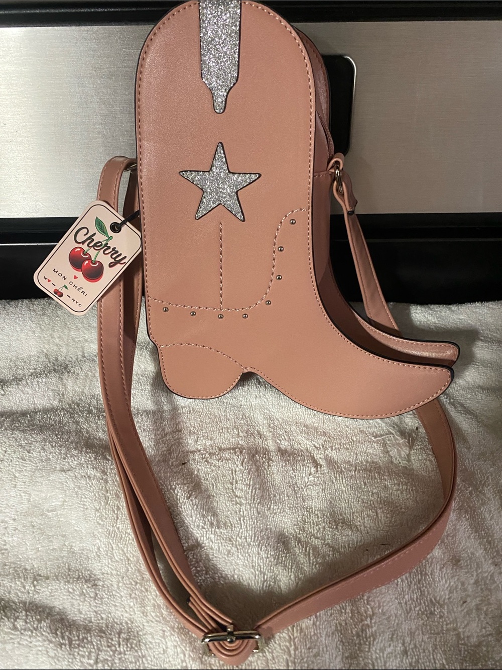 Mon Cheri Pink Cowboy Boot Crossbody Bag NWT